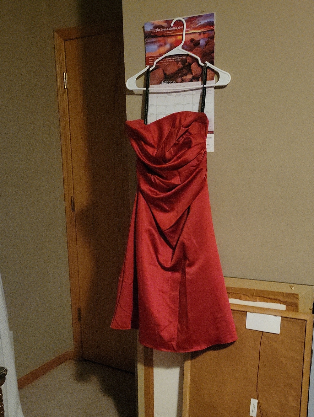 Alfred Angelo Strapless Red Satin Cocktail Dress